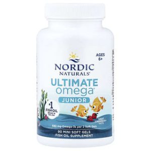 Nordic Naturals, Ultimate Omega® Junior, Ages 6+, Strawberry, 90 Mini Soft Gels (340 mg per Soft Gel)