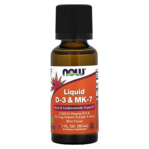 NOW Foods, Liquid D3 & MK-7, Natural Mint, 1 fl oz (30 ml)