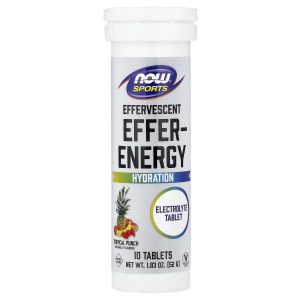 NOW Foods, Sports, Effer-Energy Effervescent, Tropical Punch, 10 Tablets, 1.83 oz (52 g)