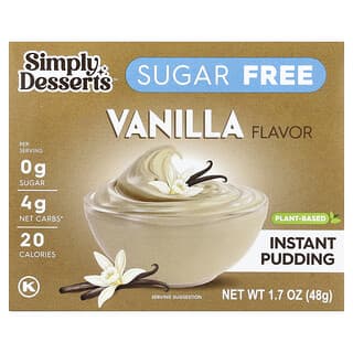 Simply Desserts, Plant-Based Instant Pudding, Sugar Free, Vanilla, 1.7 oz (48 g)