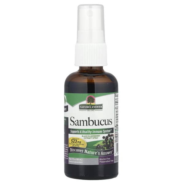 Nature's Answer, Sambucus, Black Elderberry Extract Spray, Alcohol-Free, 2 fl oz (60 ml)