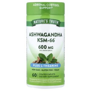 Nature's Truth, Ashwagandha KSM-66® Plus L-Theanine, 60 Coated Caplets