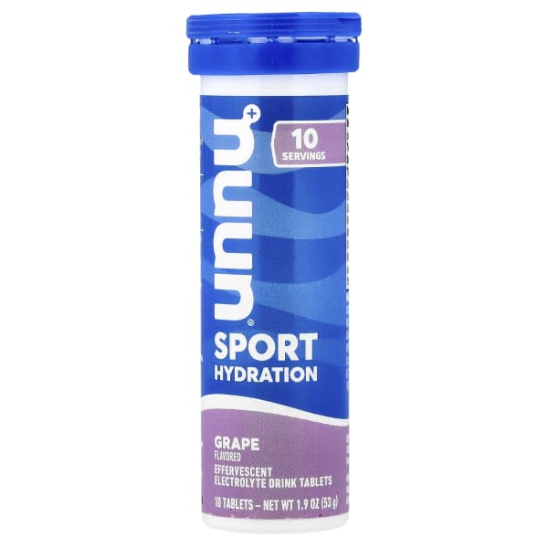 Nuun, Sport Hydration, Effervescent Electrolyte Drink Tablets, Grape, 10 Tablets