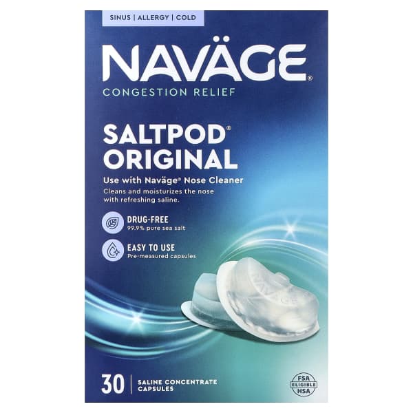 Navage, SaltpodĀ® Original, Congestion Relief, 30 Saline Concentrate Capsules