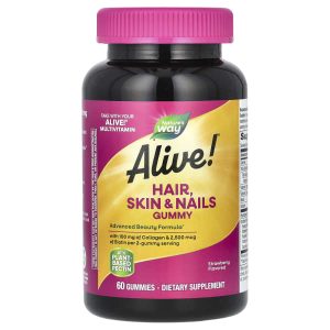 Nature's Way, Alive!® Hair, Skin & Nails Gummies, Strawberry, 60 Gummies