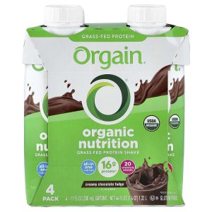 Orgain, Organic Nutrition, Grass-Fed Protein Shake, Creamy Chocolate Fudge, 4 Pack, 11 fl oz (330 ml) Each