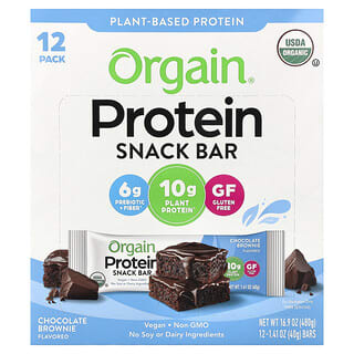 Orgain, Protein Snack Bar, Chocolate Brownie, 12 Bars, 1.41 oz (40 g) Each