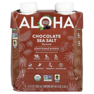 Aloha, Organic Protein Drinks, Chocolate Sea Salt, 4 Cartons, 11 fl oz (330 ml) Each