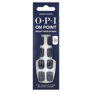 OPI, On Point, Instant Press-On Mani, Short Length, Midnight Mantra, 27 Piece Kit