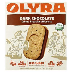 Olyra, Creme Breakfast Biscuits, Dark Chocolate, 4 On-The-Go Packs, 5.3 oz (150 g)