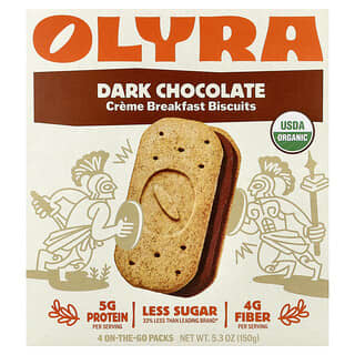 Olyra, Creme Breakfast Biscuits, Dark Chocolate, 4 On-The-Go Packs, 5.3 oz (150 g)