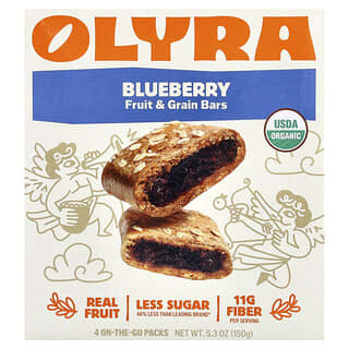 Olyra, Fruit & Grain Bars, Blueberry, 4 Packs, 1.32 oz (37.5 g) Each
