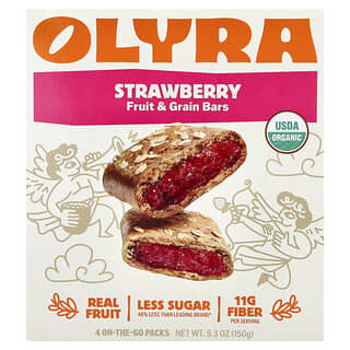 Olyra, Fruit & Grain Bars, Strawberry, 4 Packs, 1.32 oz (37.5 g) Each