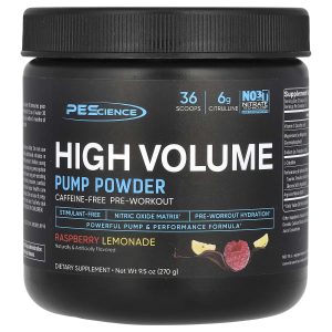 PEScience, High Volume, Pump Powder, Caffeine Free, Raspberry Lemonade, 9.5 oz (270 g)