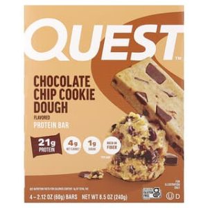 Quest Nutrition, Protein Bar, Chocolate Chip Cookie Dough, 4 Bars, 2.12 oz (60 g) Each
