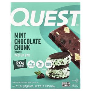 Quest Nutrition, Protein Bar, Mint Chocolate Chunk, 4 Bars, 2.12 oz (60 g) Each
