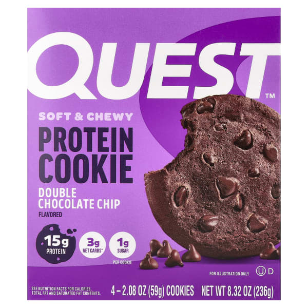 Quest Nutrition, Protein Cookie, Double Chocolate Chip, 4 Cookies, 2.08 oz (59 g) Each