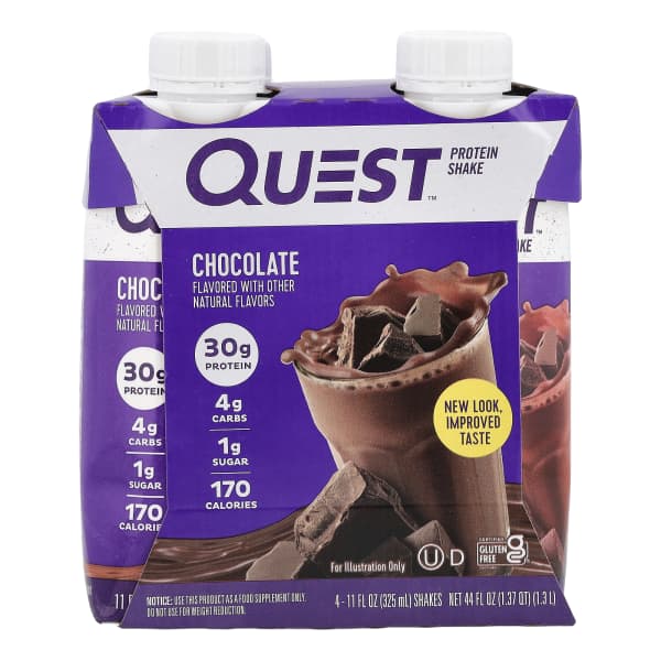 Quest Nutrition, Protein Shake, Chocolate, 4 Shakes, 11 fl oz (325 ml) Each