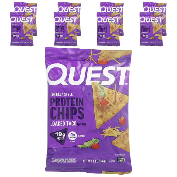 Quest Nutrition, Tortilla Style Protein Chips, Loaded Taco, 8 Bags, 1.1 oz (32 g) Each