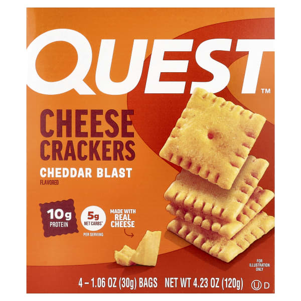 Quest Nutrition, Cheese Crackers, Cheddar Blast, 4 Bags, 1.06 oz (30 g) Each