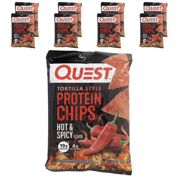 Quest Nutrition, Tortilla Style Protein Chips, Hot & Spicy, 8 Bags, 1.1 oz (32 g) Each