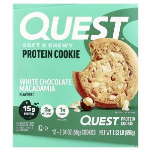 Quest Nutrition, Protein Cookie, White Chocolate Macadamia, 12 Cookies, 2.04 oz (58 g) Each