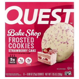 Quest Nutrition, Bake Shop, Frosted Cookies, Strawberry Cake, 8 Cookies, 0.88 oz (25 g) Each