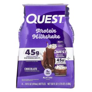 Quest Nutrition, Protein Milk Shake, Chocolate, 4 Bottles, 14 fl oz (414 ml) Each