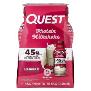 Quest Nutrition, Protein Milk Shake, Strawberry, 4 Bottles, 14 fl oz (414 ml) Each