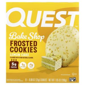 Quest Nutrition, Bake Shop Frosted Cookies, Lemon Cake, 8 Cookies, 0.88 oz (25 g) Each