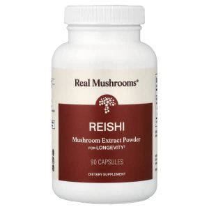 Real Mushrooms, Reishi, Mushroom Extract Powder, 90 Capsules (500 mg per Capsule)