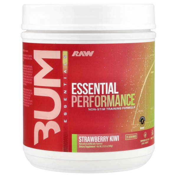 Raw Nutrition, Bum Essentials, Essential Performance, Non-Stim Training Formula, Strawberry Kiwi , 21.52 oz (610 g)