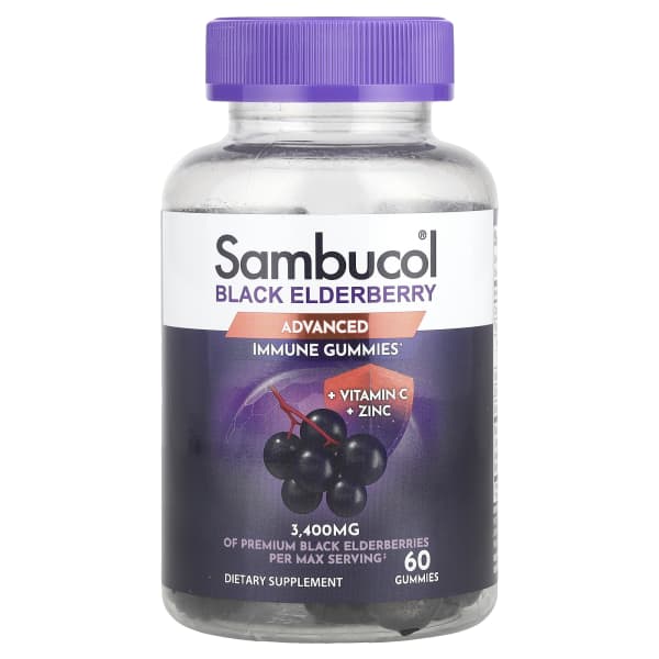 Sambucol, Black Elderberry, Advanced Immune Gummies + Vitamin C + Zinc, 60 Gummies