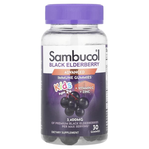 Sambucol, Kids Black Elderberry Gummies + Vitamin C + Zinc, Ages 2+, 30 Gummies