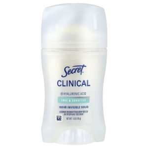Secret, Clinical 100 HR Invisible Solid Deodorant, Free & Sensitive, 1.6 oz (45 g)