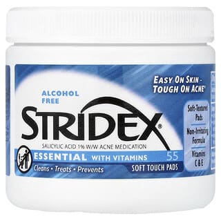 Stridex, Essential with Vitamins, Alcohol Free, 55 Soft Touch Pads