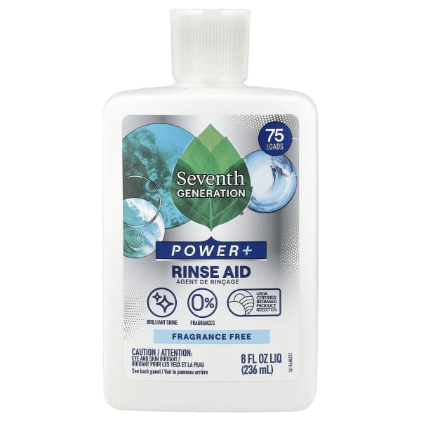 Seventh Generation, Power+, Rinse Aid, Fragrance Free, 75 Loads, 8 fl oz (236 ml)