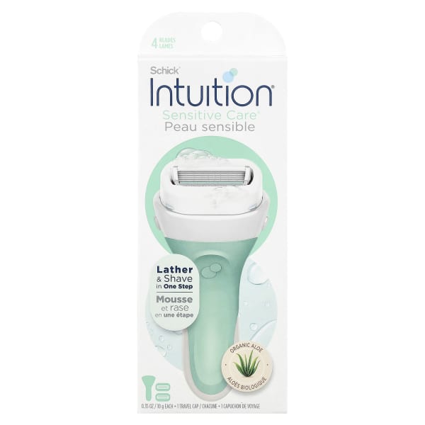 Schick, IntuitionĀ®, Sensitive CareĀ®, Organic Aloe, 1 Razor, 2 Cartridges