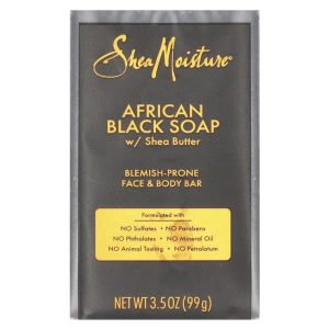 SheaMoisture, African Black Bar Soap with Shea Butter, Blemish Prone Face & Body, 3.5 oz (99 g)