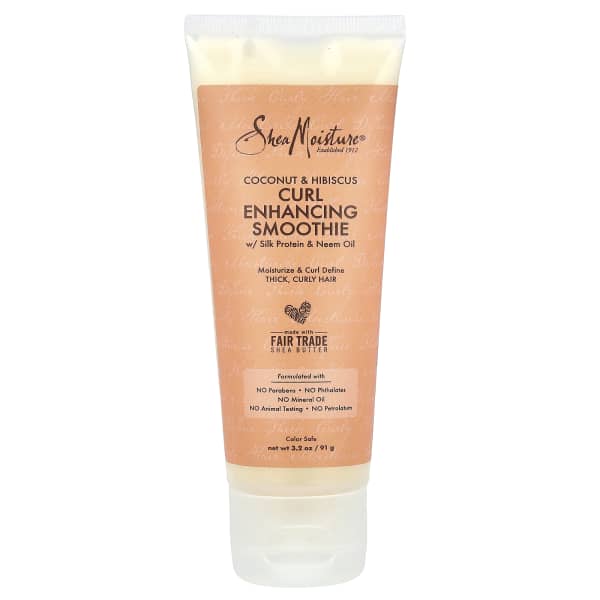 SheaMoisture, Curl Enhancing Smoothie with Silk Protein & Neem Oil, Coconut & Hibiscus, 3.2 oz (91 g)