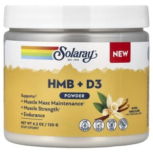 Solaray, HMB + D3 Powder, Natural Vanilla, 4.2 oz (120 g)