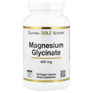 California Gold Nutrition, Magnesium Glycinate, 180 Veggie Capsules (133 mg per Capsule)