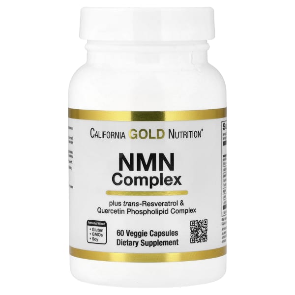 California Gold Nutrition, NMN Complex with trans-Resveratrol, Quercetin Phytosome Complex, Apigenin, and Luteolin, 60 Veggie Capsules