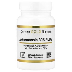 California Gold Nutrition, Akkermansia 30B PLUS with Berberine Phospholipid Matrix, and OEA, 60 Veggie Capsules