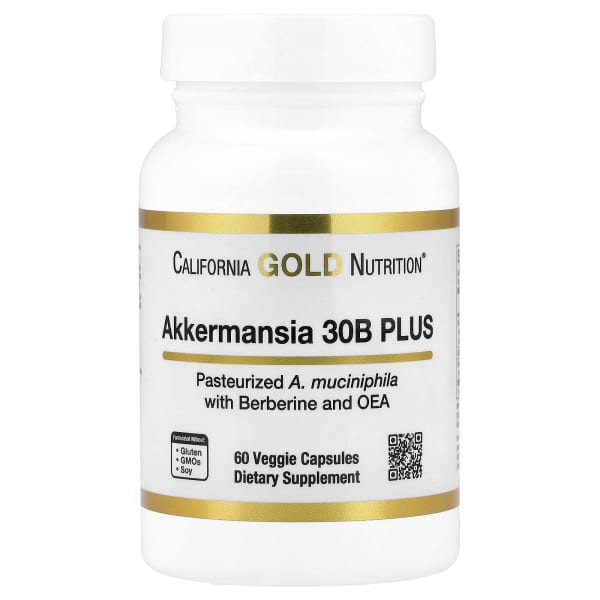 California Gold Nutrition, Akkermansia 30B PLUS with Berberine Phospholipid Matrix, and OEA, 60 Veggie Capsules