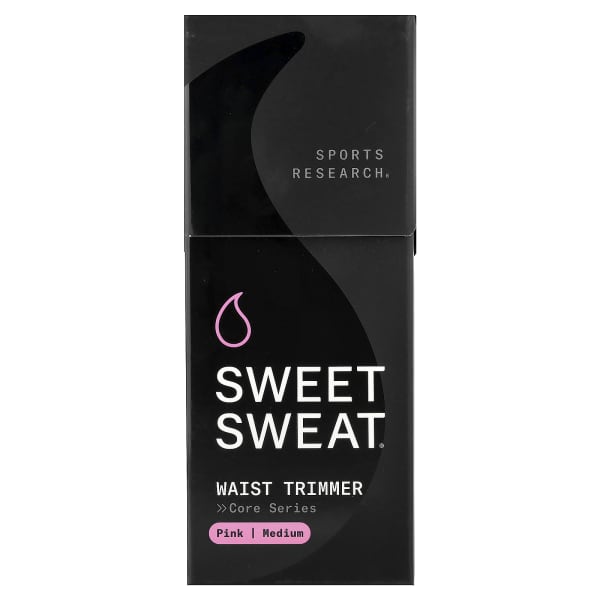 Sports Research, Sweet Sweat®, Waist Trimmer, Medium, Black & Pink, 1 Belt