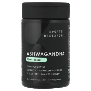 Sports Research, Ashwagandha, Plant-Based, 60 Veggie Softgels (250 mg per Softgel)