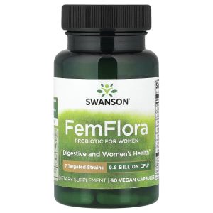 Swanson Vitamins, FemFlora, Probiotic For Women, 9.8 billion CFU, 60 Vegan Capsules