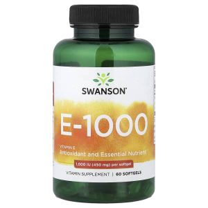 Swanson Vitamins, Vitamin E-1000, 450 mg (1,000 IU), 60 Softgels