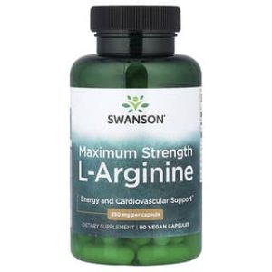 Swanson Vitamins, L-Arginine, Maximum Strength, 850 mg, 90 Vegan Capsules